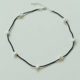 Small Petal Baroque Black Pointed Crystal Necklace - Gembea Jewelry