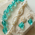 Blue Glazed Pearl Necklace - Gembea Jewelry