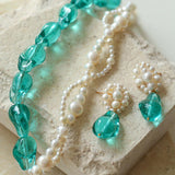 Blue Glazed Pearl Necklace - Gembea Jewelry