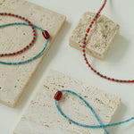 Blue Phosphorus Gray Agate Beaded Necklace - Gembea Jewelry