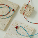 Blue Phosphorus Gray Agate Beaded Necklace - Gembea Jewelry