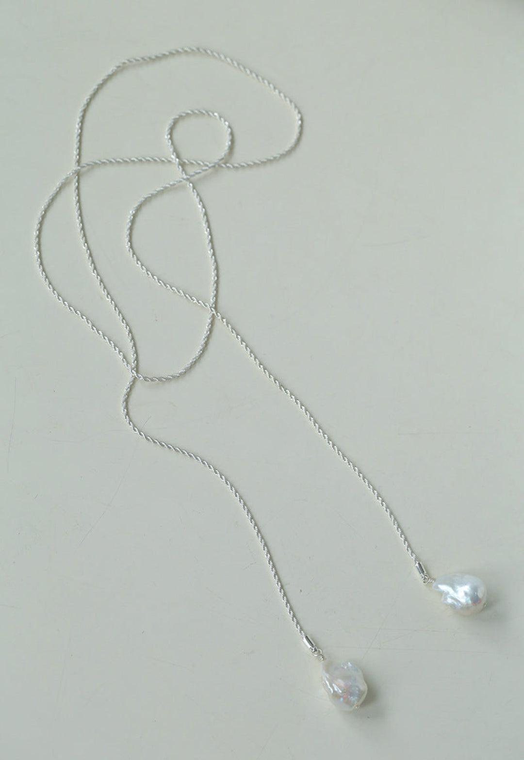 Twist Chain Baroque Pearl Necklace - Gembea Jewelry