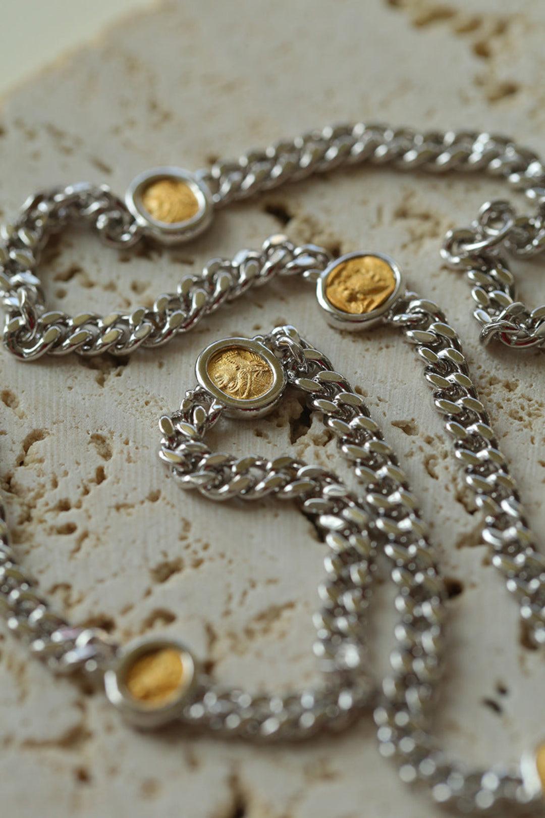 Athena Old Coin Chain Necklace - Gembea Jewelry