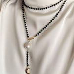 Long Black Agate Baroque Pearl Necklace - Gembea Jewelry