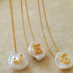 Petal Baroque Pearl 26-Letter Chain Necklace - Gembea Jewelry