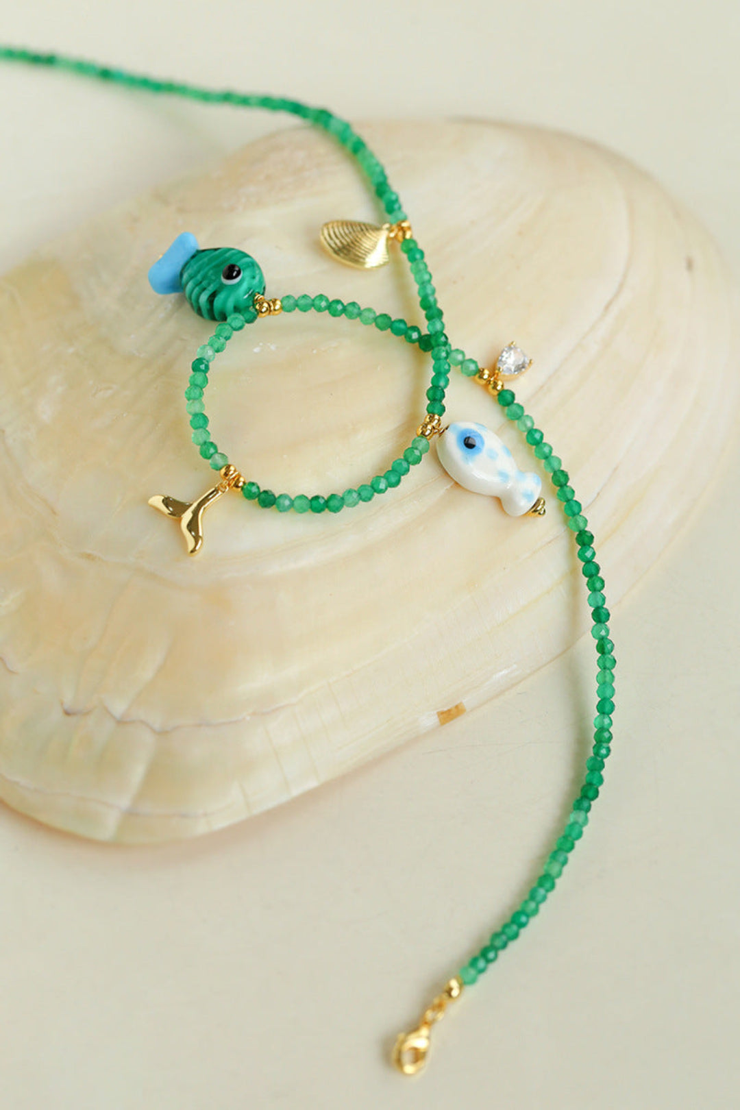 Gembea Jewelry Green Agate Glass Sea Animal Necklace
