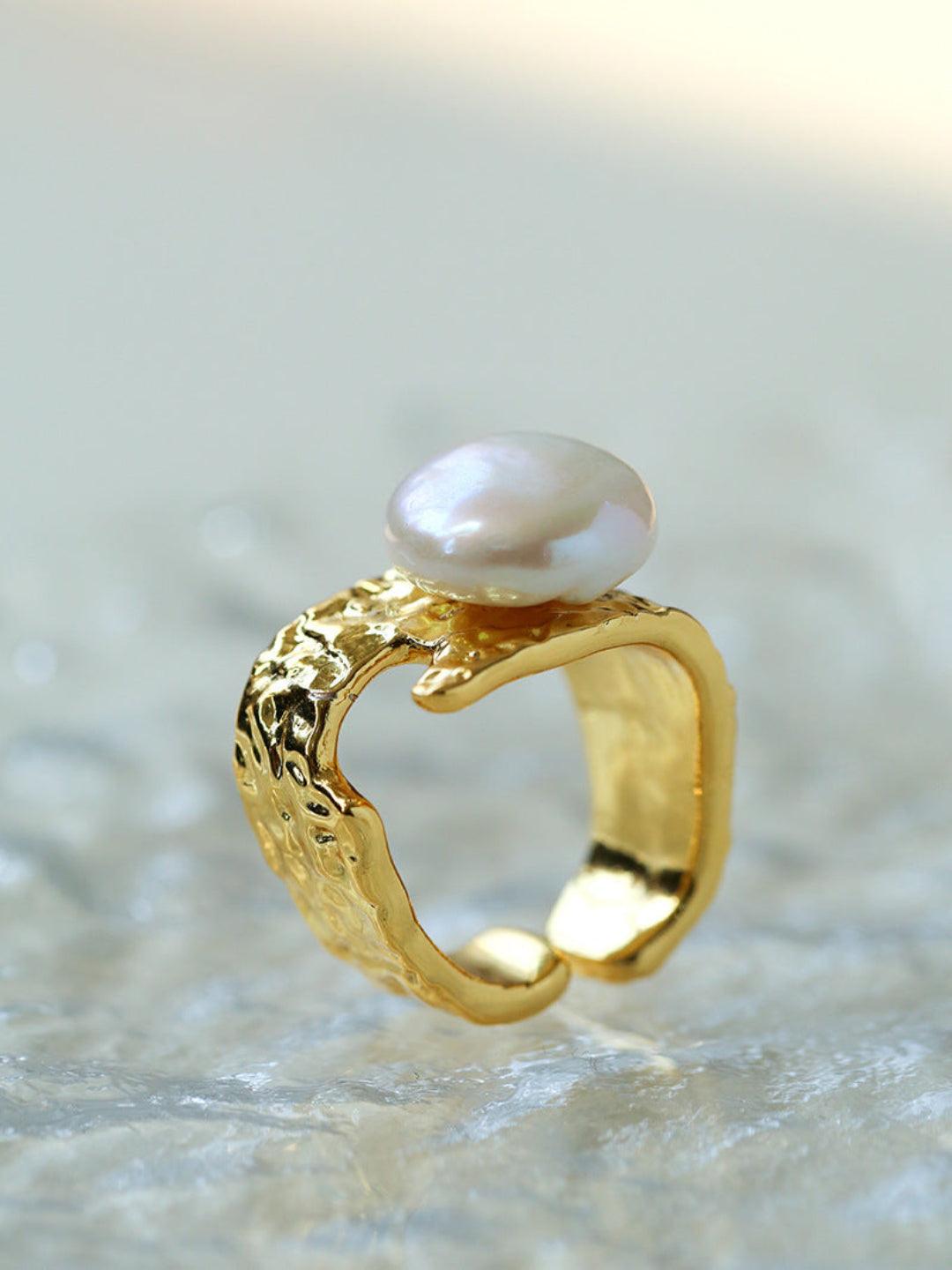 Button Shaped Baroque Pearl Ring - Gembea Jewelry
