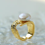 Button Shaped Baroque Pearl Ring - Gembea Jewelry