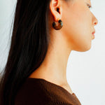 Black Agate Tiger Eye Stone Moon Bud Earrings - Gembea Jewelry