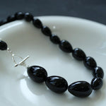 Water Drop Black Agate Beaded Choker Necklace - Gembea Jewelry