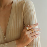Multilayer Sterling Silver Pearl Ring - Gembea Jewelry