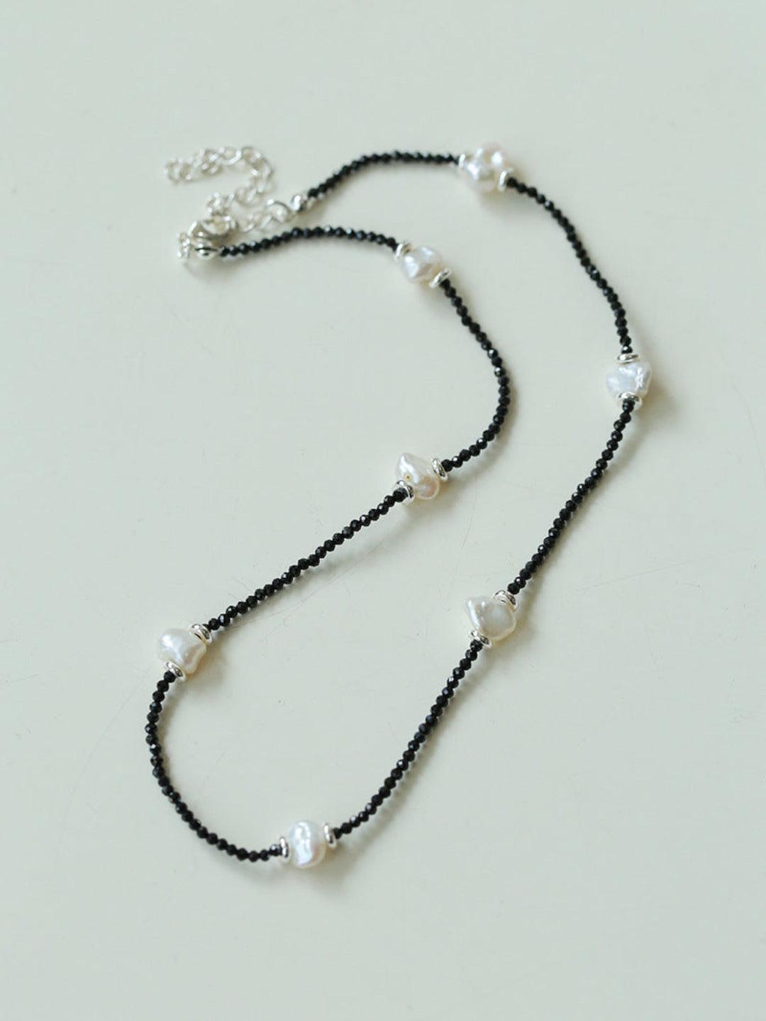 Small Petal Baroque Black Pointed Crystal Necklace - Gembea Jewelry