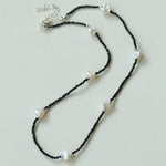 Small Petal Baroque Black Pointed Crystal Necklace - Gembea Jewelry