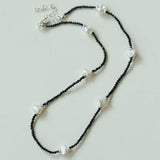 Small Petal Baroque Black Pointed Crystal Necklace - Gembea Jewelry