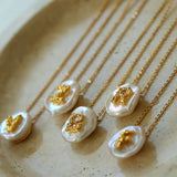 Petal Baroque Pearl 26-Letter Chain Necklace - Gembea Jewelry