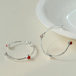 Red Agate Tiger Eye Stone Metal Hoop Earrings - Gembea Jewelry