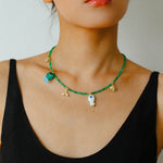 Gembea Jewelry Green Agate Glass Sea Animal Necklace