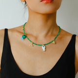 Gembea Jewelry Green Agate Glass Sea Animal Necklace