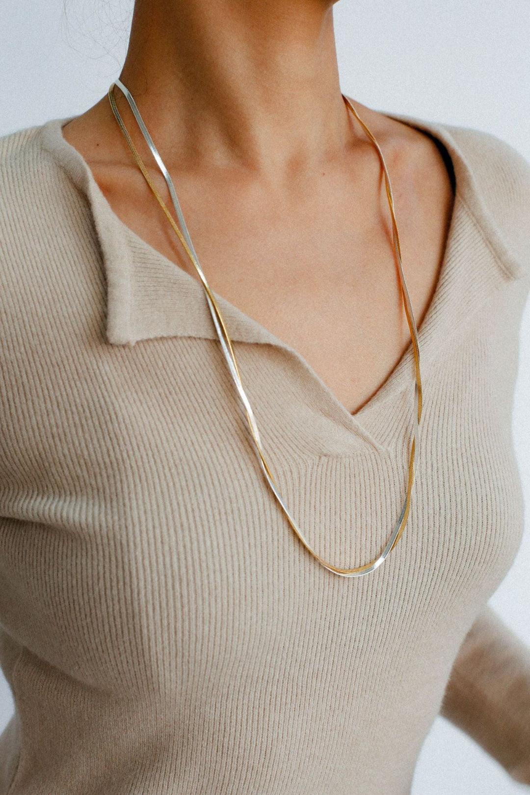 Spring Heartbeat Snake Bone Chain Necklace - Gembea Jewelry