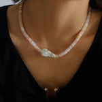 Gembea Jewelry Pink Stone Beaded Baroque Pearl Necklace