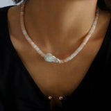 Gembea Jewelry Pink Stone Beaded Baroque Pearl Necklace