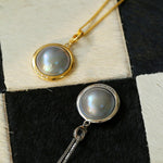 Zircon Seawater Mabe Pearl Pendant Necklace - Gembea Jewelry