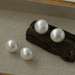 Flying Saucer Cotton Pearl Stud Earrings - Gembea Jewelry