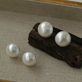 Flying Saucer Cotton Pearl Stud Earrings - Gembea Jewelry