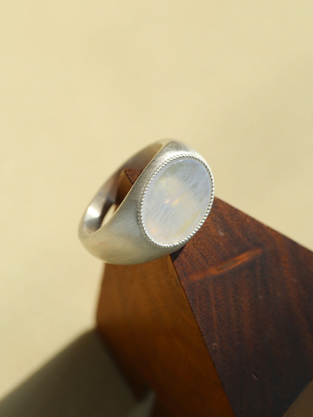 Gembea jewelry Wide Silver Brushed Agate Ring