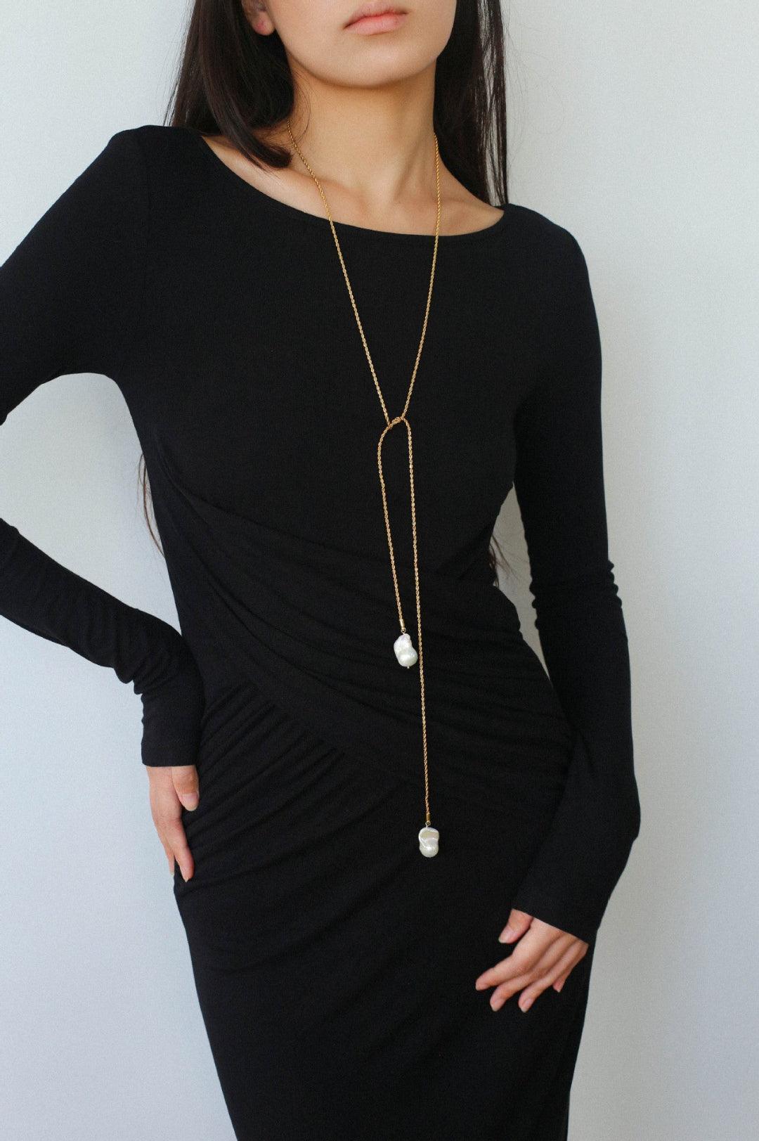 Twist Chain Baroque Pearl Necklace - Gembea Jewelry