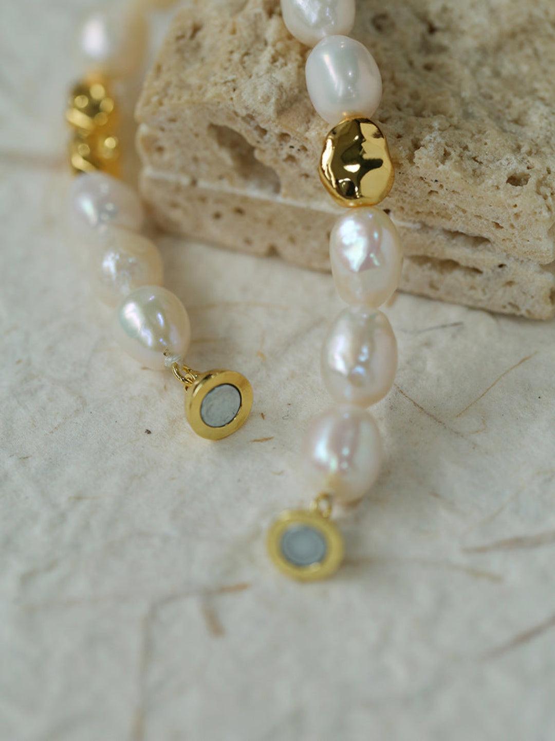 Magnetic Buckle Irregular Metal Pearl Bracelet - Gembea Jewelry
