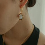 Oval Pendant Baroque Shaped Pearl Earrings - Gembea Jewelry