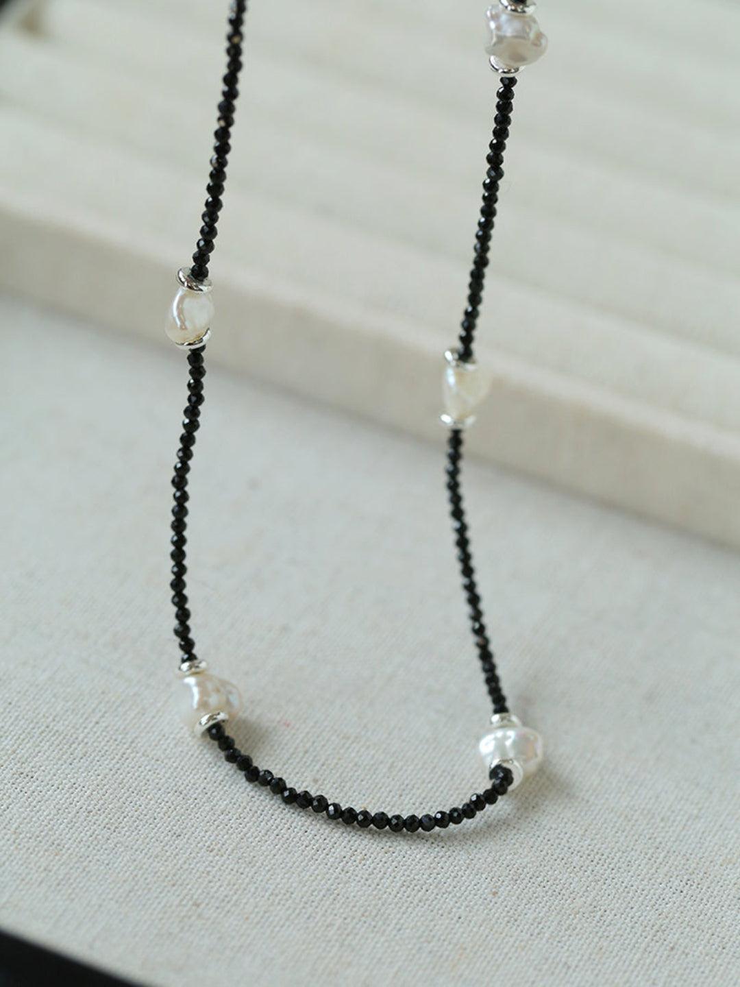 Small Petal Baroque Black Pointed Crystal Necklace - Gembea Jewelry