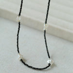 Small Petal Baroque Black Pointed Crystal Necklace - Gembea Jewelry