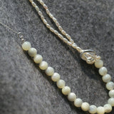 Round Buckle Rice Pearl White Shell Necklace - Gembea Jewelry