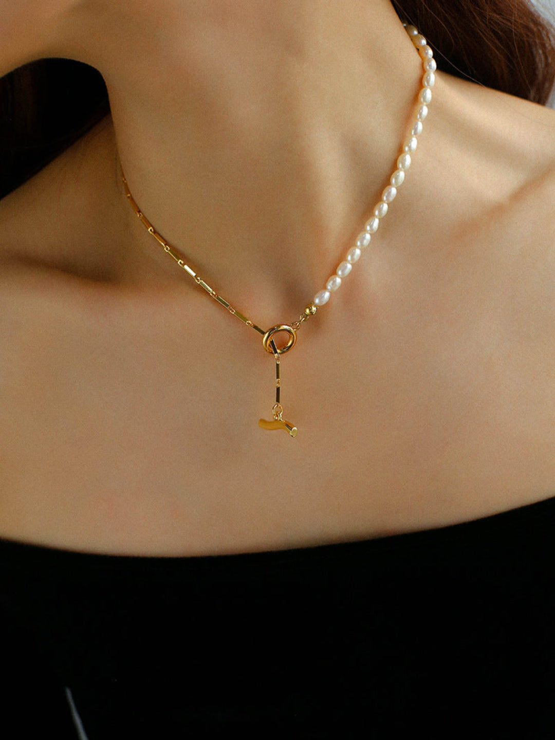 Gembea Jewelry Y-shaped Pearl Chain Necklace