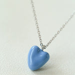 Blue Enamel Heart-shaped Necklace-Gembea Jewelry