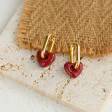 Enamel Heart-shaped Earrings Gembea Jewelry