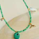 Gembea Jewelry Green Agate Glass Sea Animal Necklace