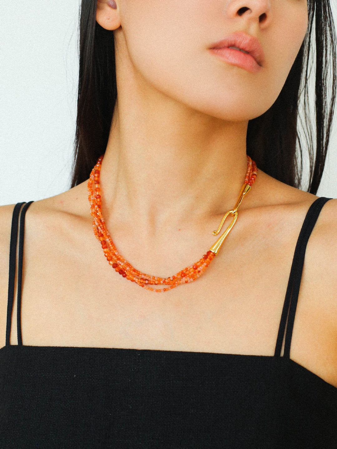 Gembea Jewelry Mini Green Orange Agate Necklace