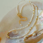 Small Golden Ball Rice Pearl Necklace - Gembea Jewelry
