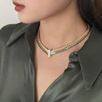 Wide Gold Snake Bone Chain Necklace - Gembea Jewelry