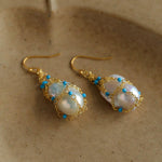 Spring Heartbeat Blue Turquoise Baroque Earrings - Gembea Jewelry