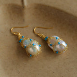 Spring Heartbeat Blue Turquoise Baroque Earrings - Gembea Jewelry