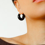 Black Agate Tiger Eye Stone Moon Bud Earrings - Gembea Jewelry