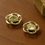 Tiger Eye Gemstone Camellia Earrings - Gembea Jewelry