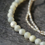 Round Buckle Rice Pearl White Shell Necklace - Gembea Jewelry