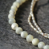 Round Buckle Rice Pearl White Shell Necklace - Gembea Jewelry
