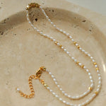 Small Golden Ball Rice Pearl Necklace - Gembea Jewelry