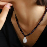 Irregular Garnet Baroque Drop Necklace - Gembea Jewelry